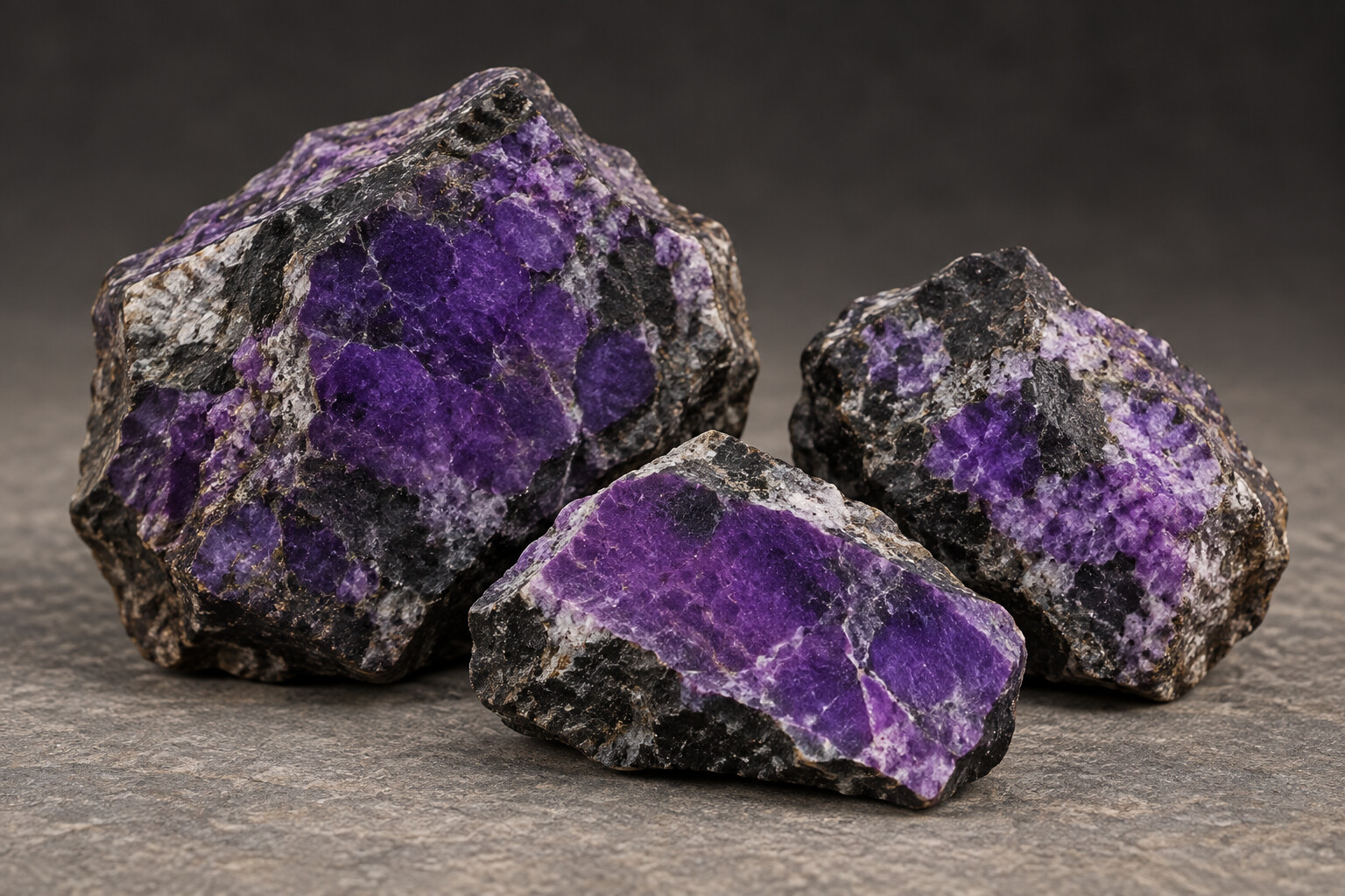 Rough Sugilite showing natural purple areas and matrix
