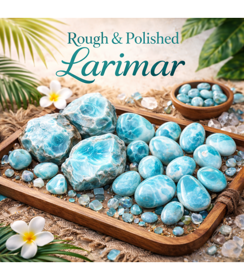 Larimar Polished Carved Rough