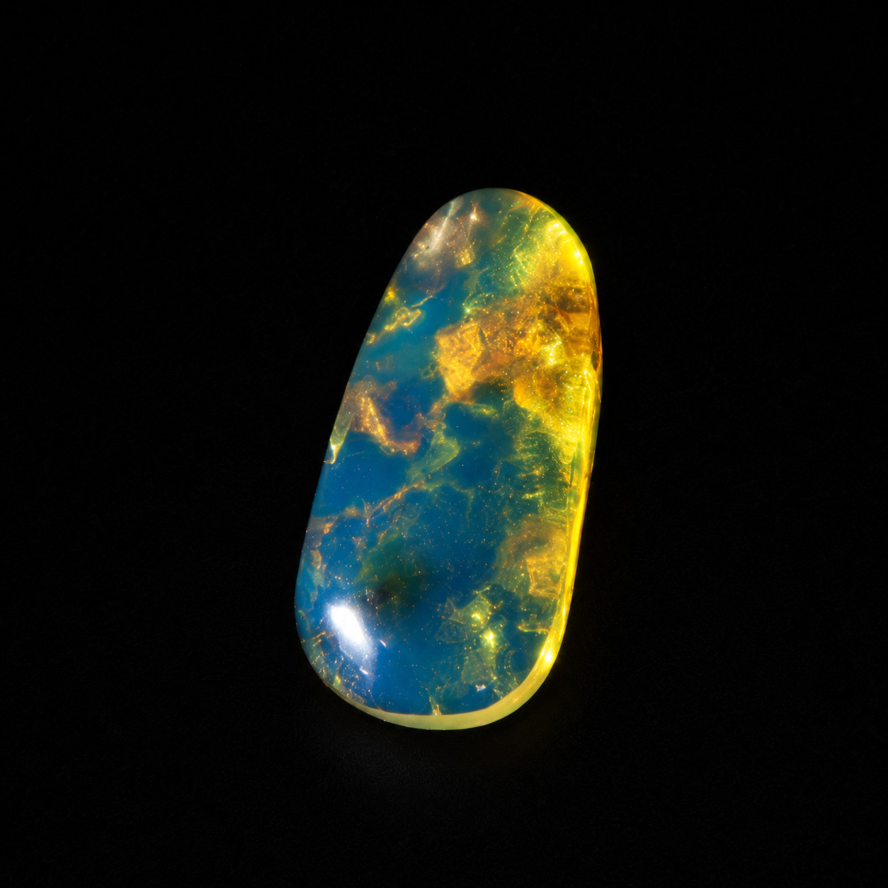 Gift Genuine Blue Amber Polished Stone 18mm
