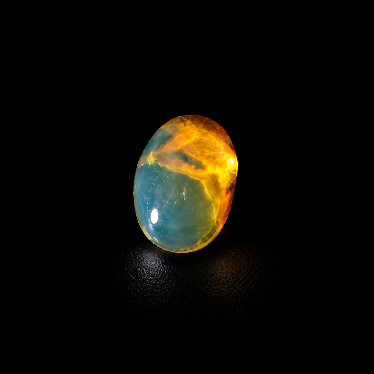 Exquisite Handcrafted Blue Amber Oval Polished Stone 12mm