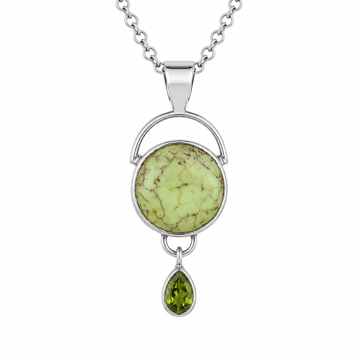Authentic Beautiful Light Green Brown Green Turquoise 925 Sterling Silver Round
