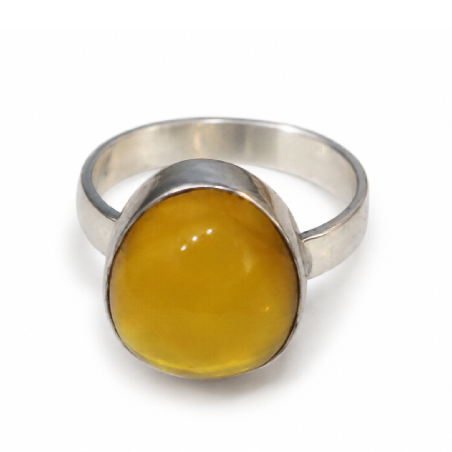 Artisan Jewelry Clear Light Yellow Dominican Amber 925 Sterling Silver Ring #6