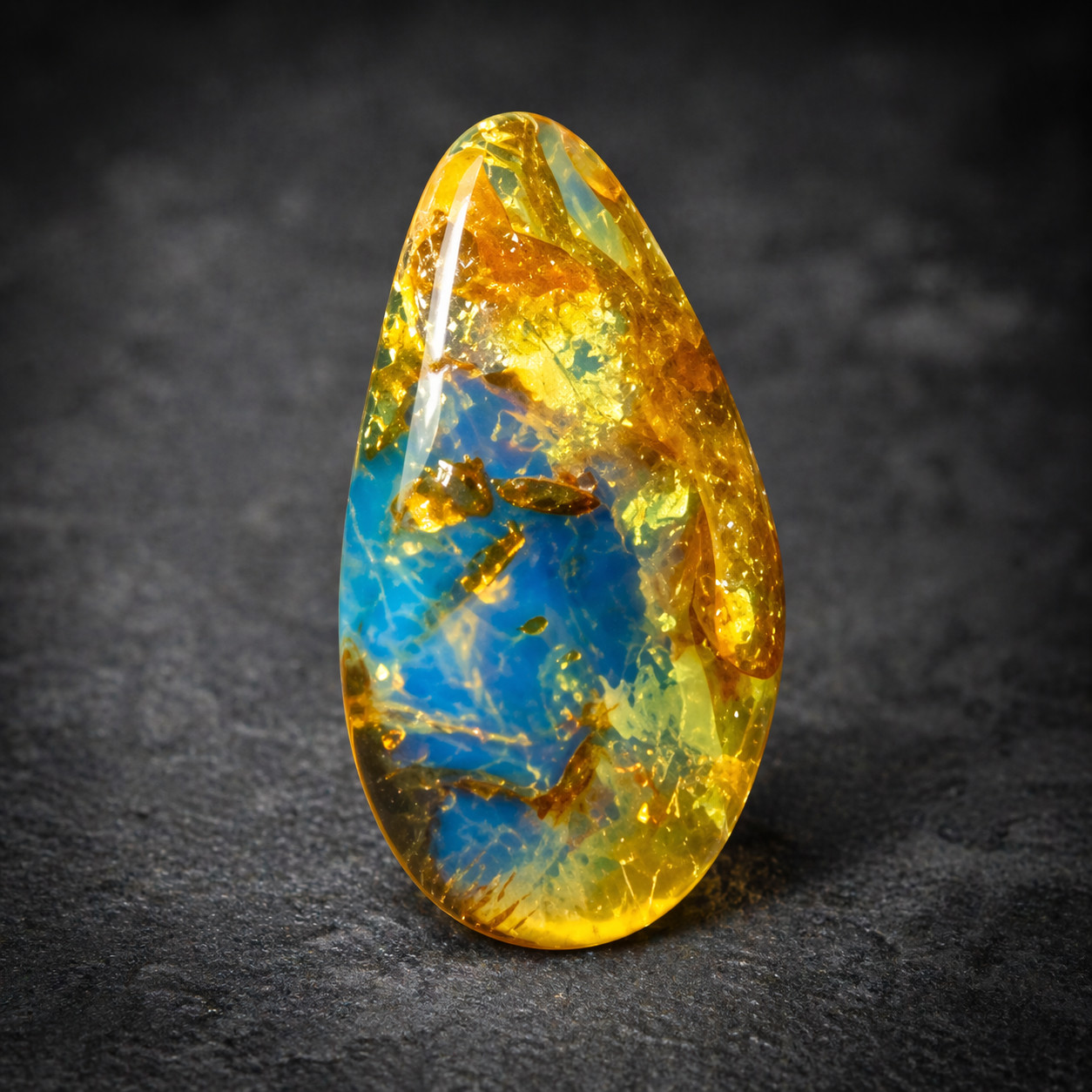 Lovely Natural Dominican Translucent Deep Blue Amber Polish FREE DRILLING & Bail