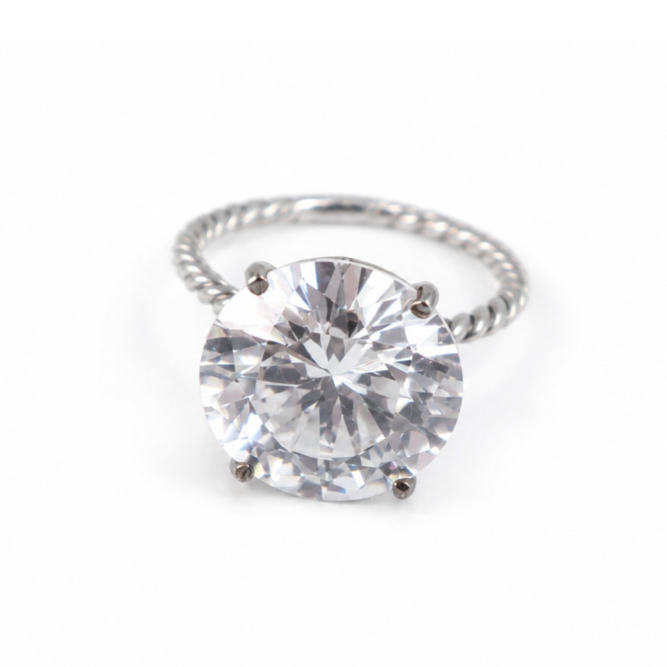 Crystal Clear light white Cubic Zirconia round 925 Sterling Ring Size 6.50