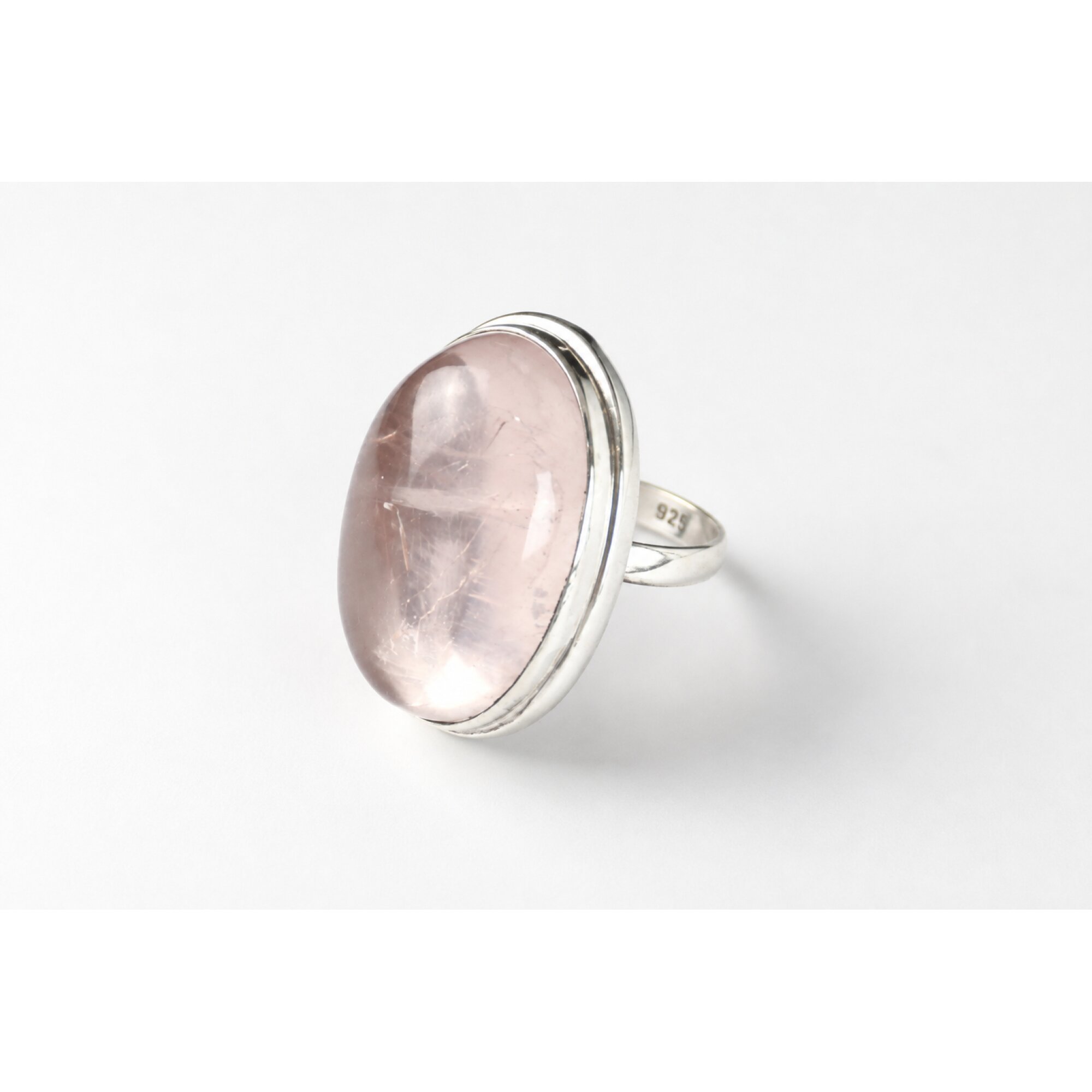 Clear Pink Natural Rose Quartz. oval 925 Sterling Silver Ring Size 7.00 – photo 5