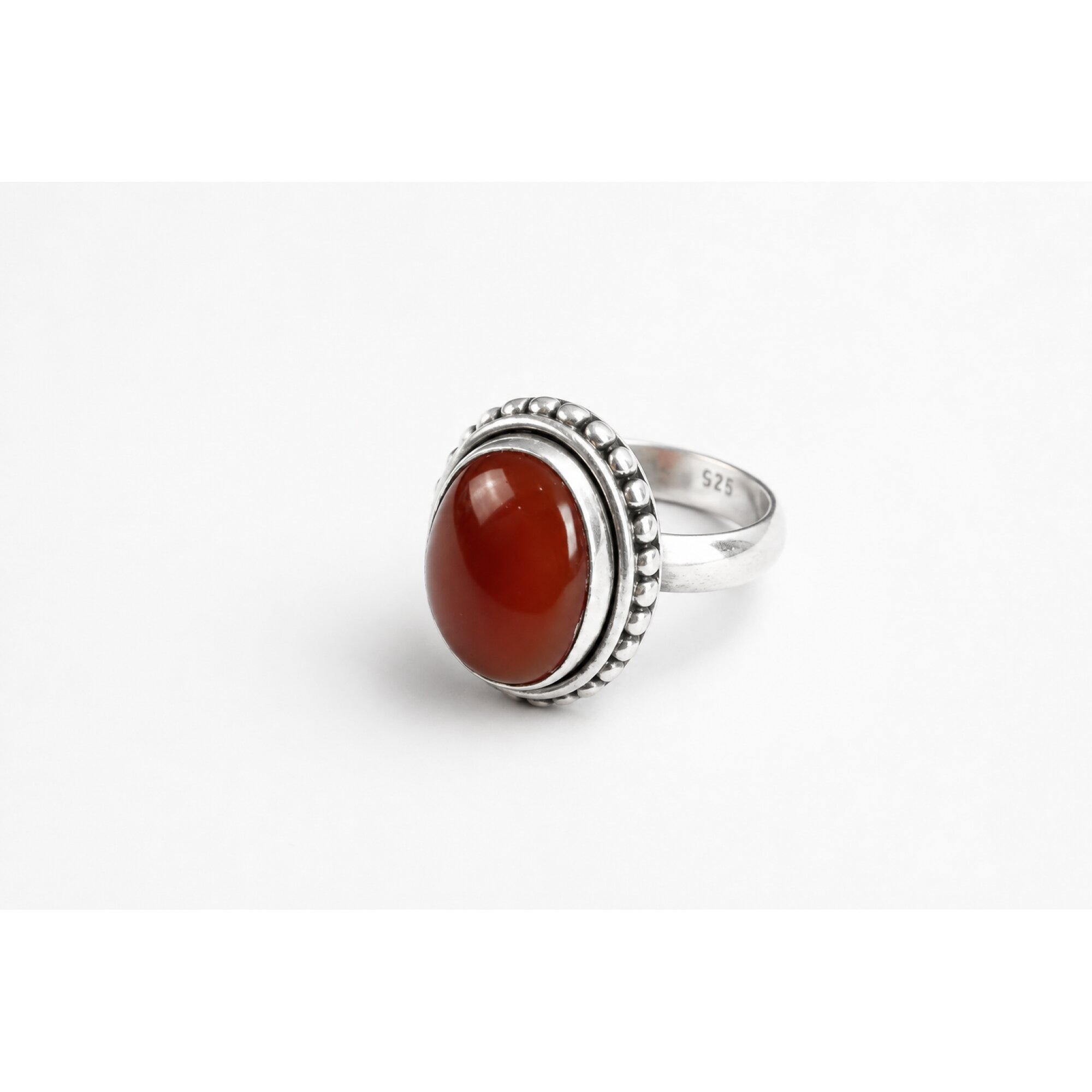 Clear orange red Carnelian oval 925 Sterling Silver Ring Size 6.50 – photo 6