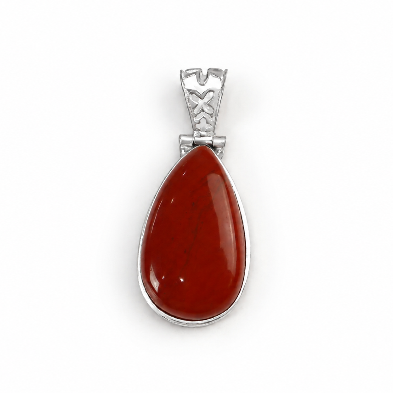 red Carnelian teardrop 925 Sterling Silver Pendant 49 mm
