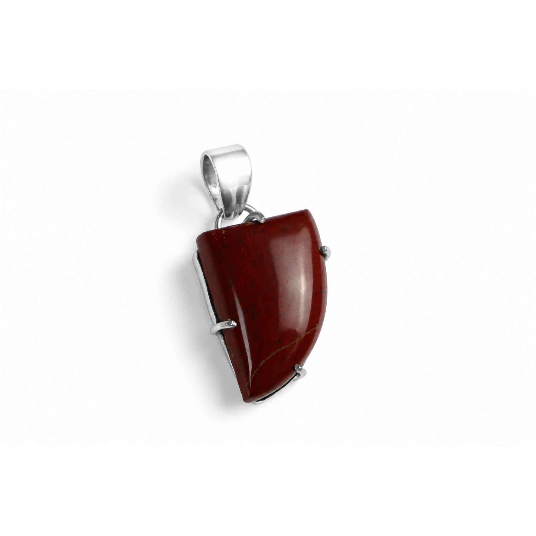 vine red Jasper 1/4 circle 925 Sterling Silver Pendant 45 mm