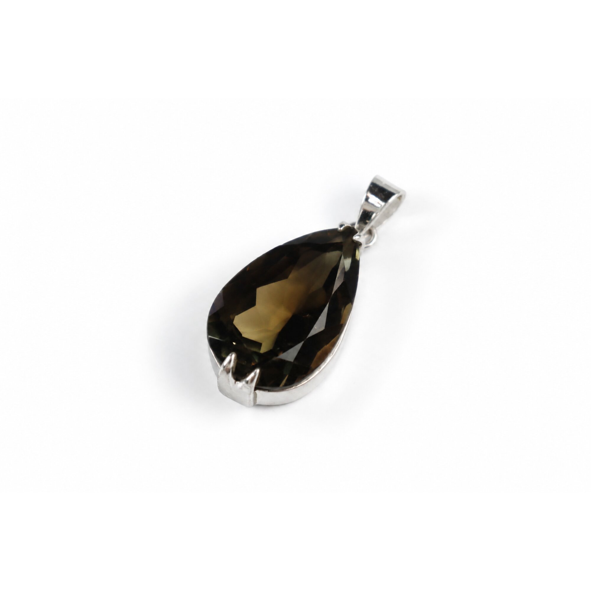 brown Natural smokey quartz teardrop 925 Sterling Silver Pendant 40 mm – photo 8