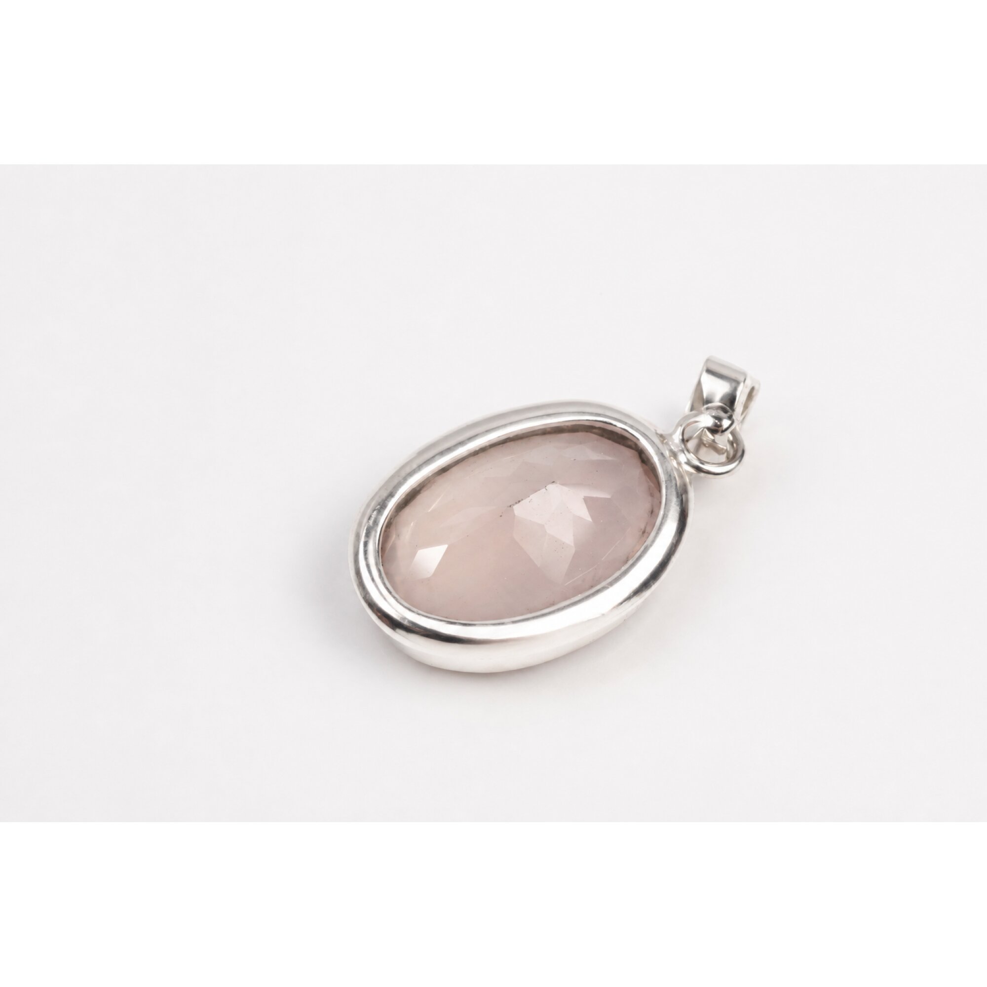 Clear Pink Natural rose quartz oval 925 Sterling Silver Pendant 46 mm – photo 8