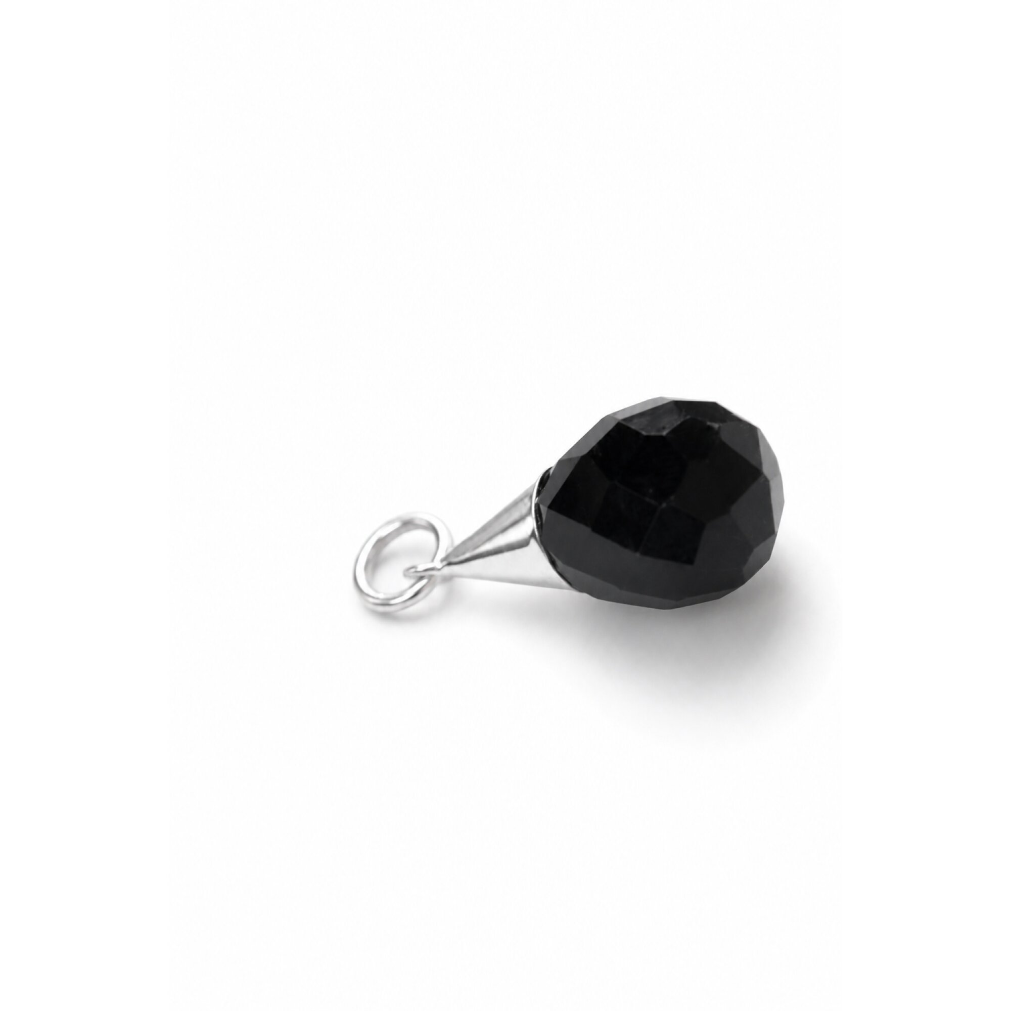Clear black onyx pear 925 Sterling Silver Pendant 43 mm – photo 4