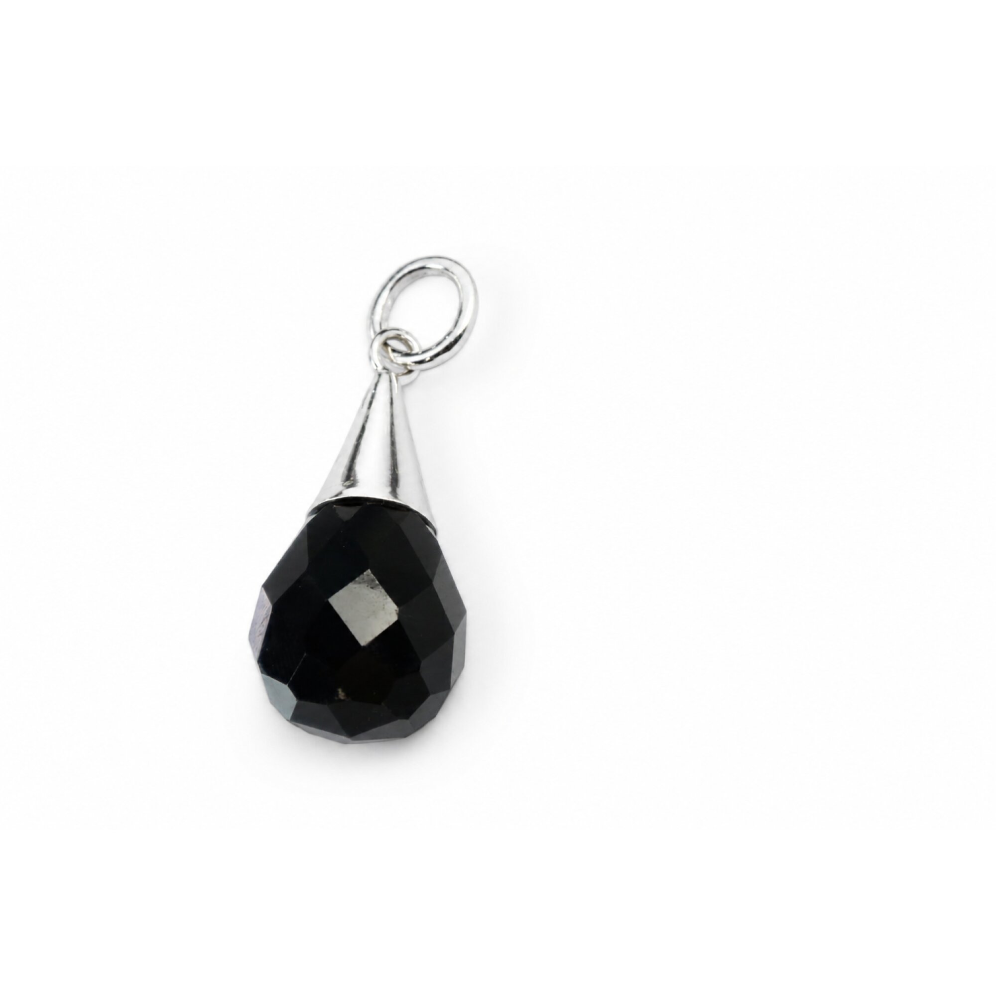 Clear black onyx pear 925 Sterling Silver Pendant 43 mm – photo 7
