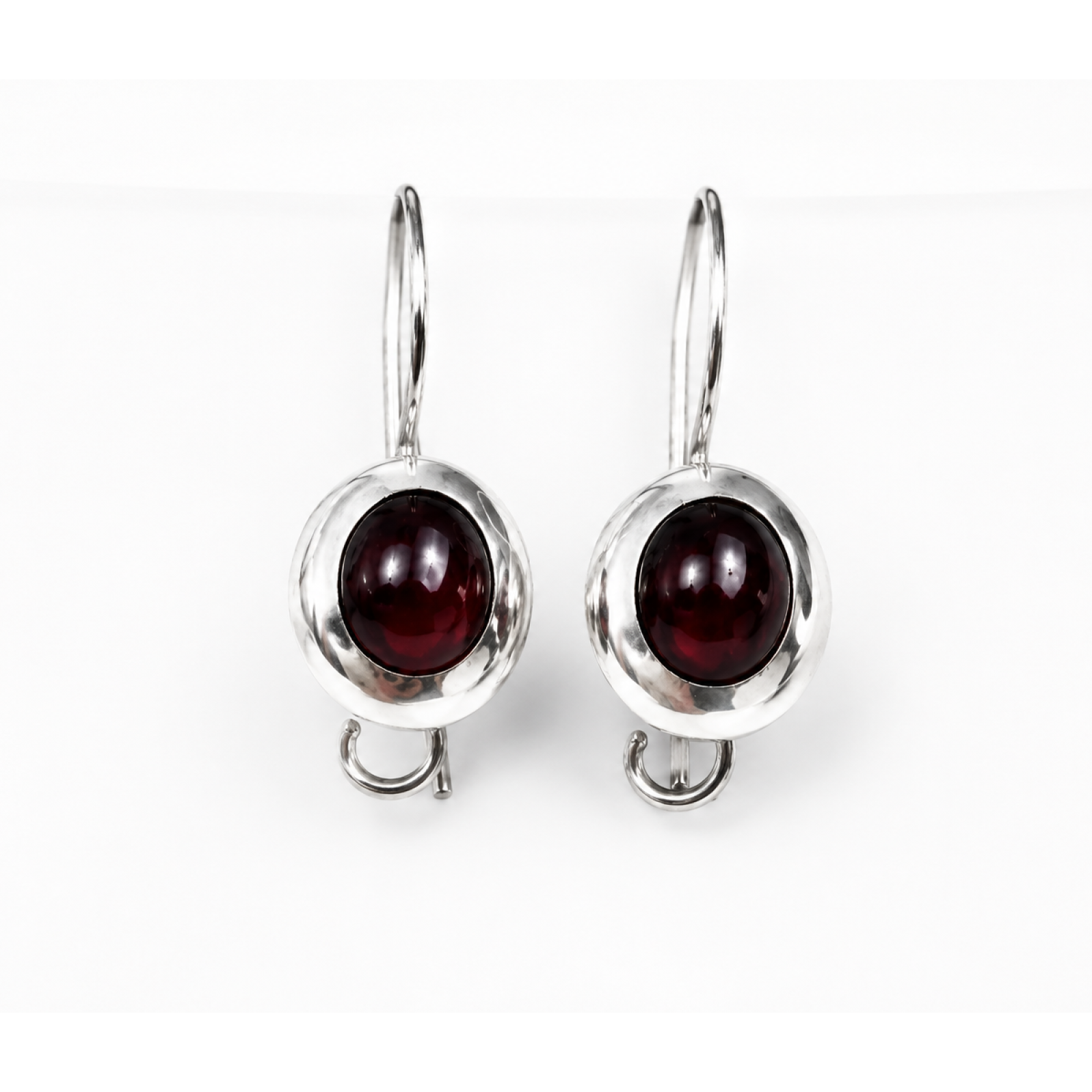 Clear red garnet round 18k Gold Plated On Sterling Silver Earrings 22 mm