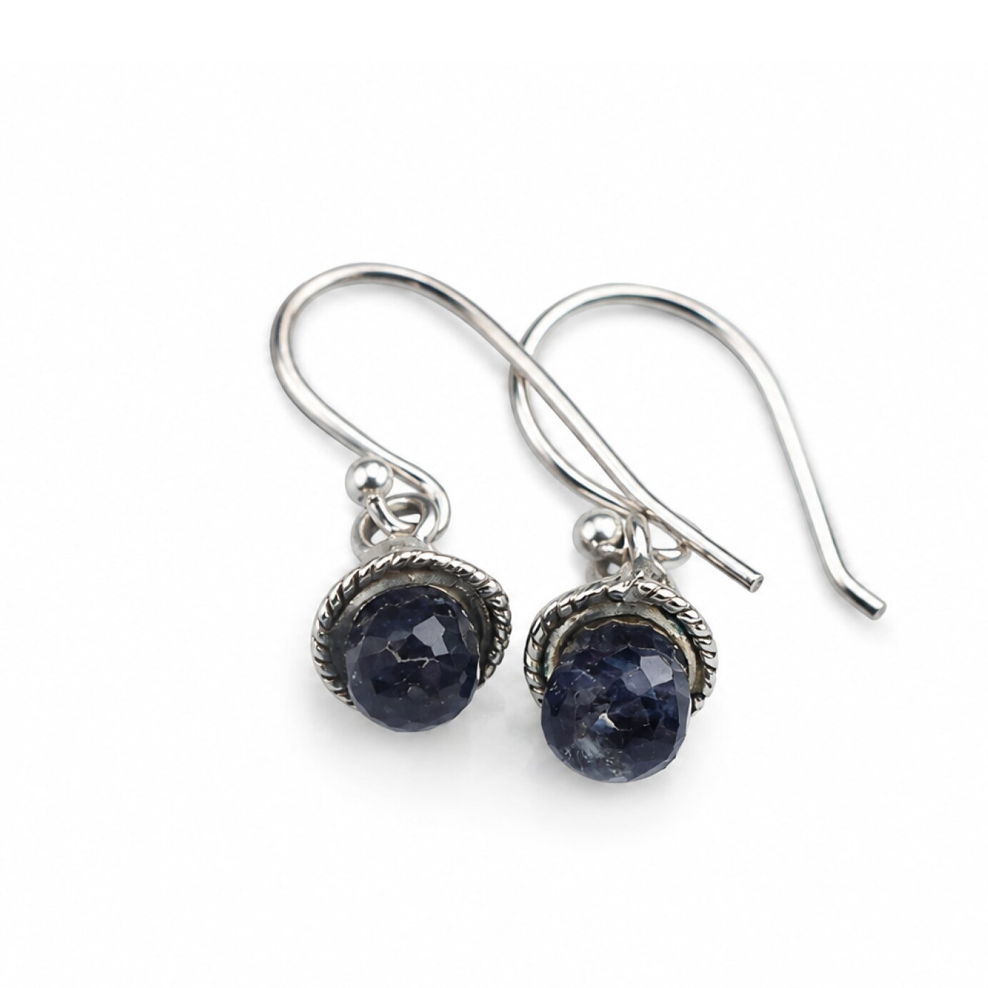 Clear blue purple Iolite pear 925 Sterling Silver Earrings 29 mm