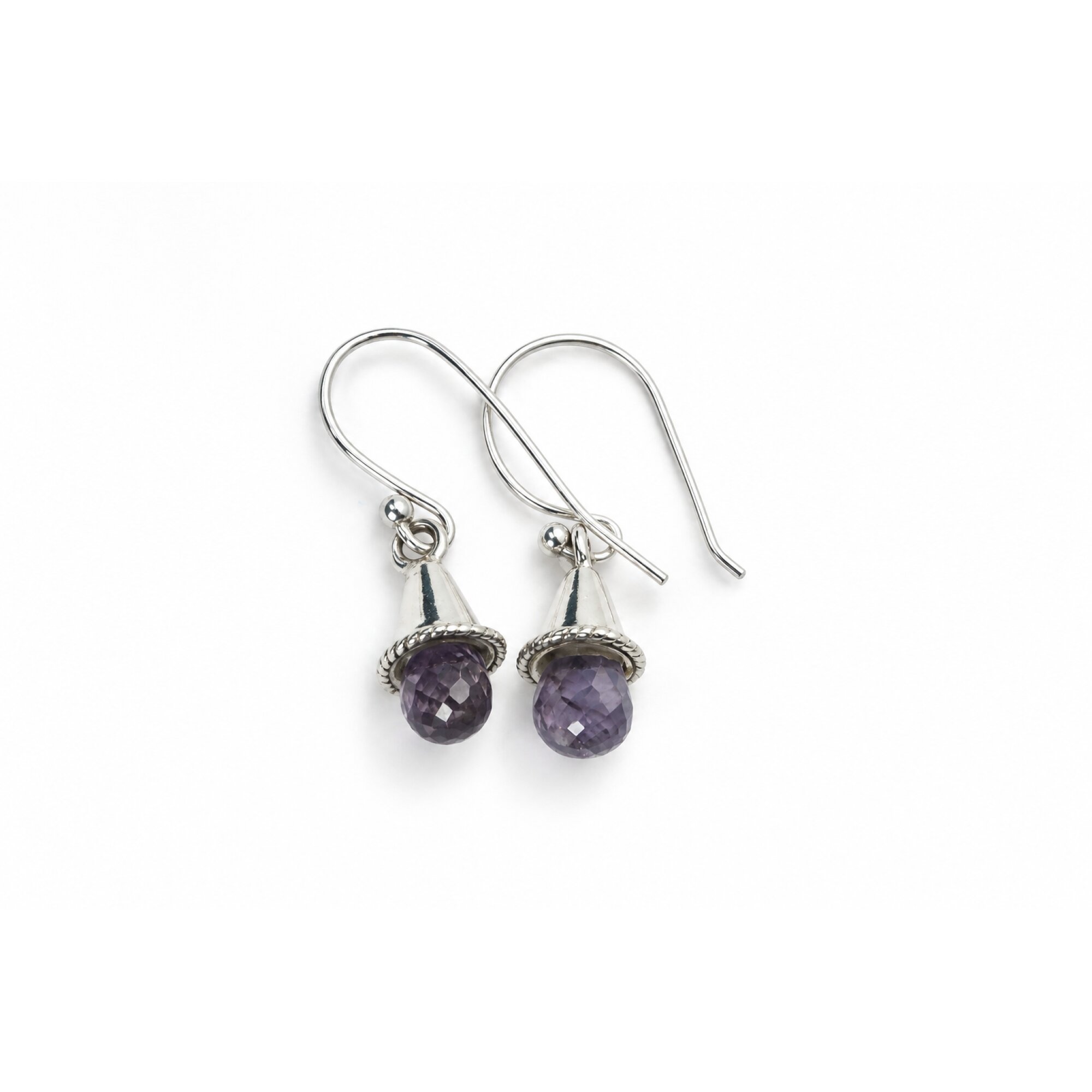 Clear blue purple Iolite pear 925 Sterling Silver Earrings 29 mm – photo 2