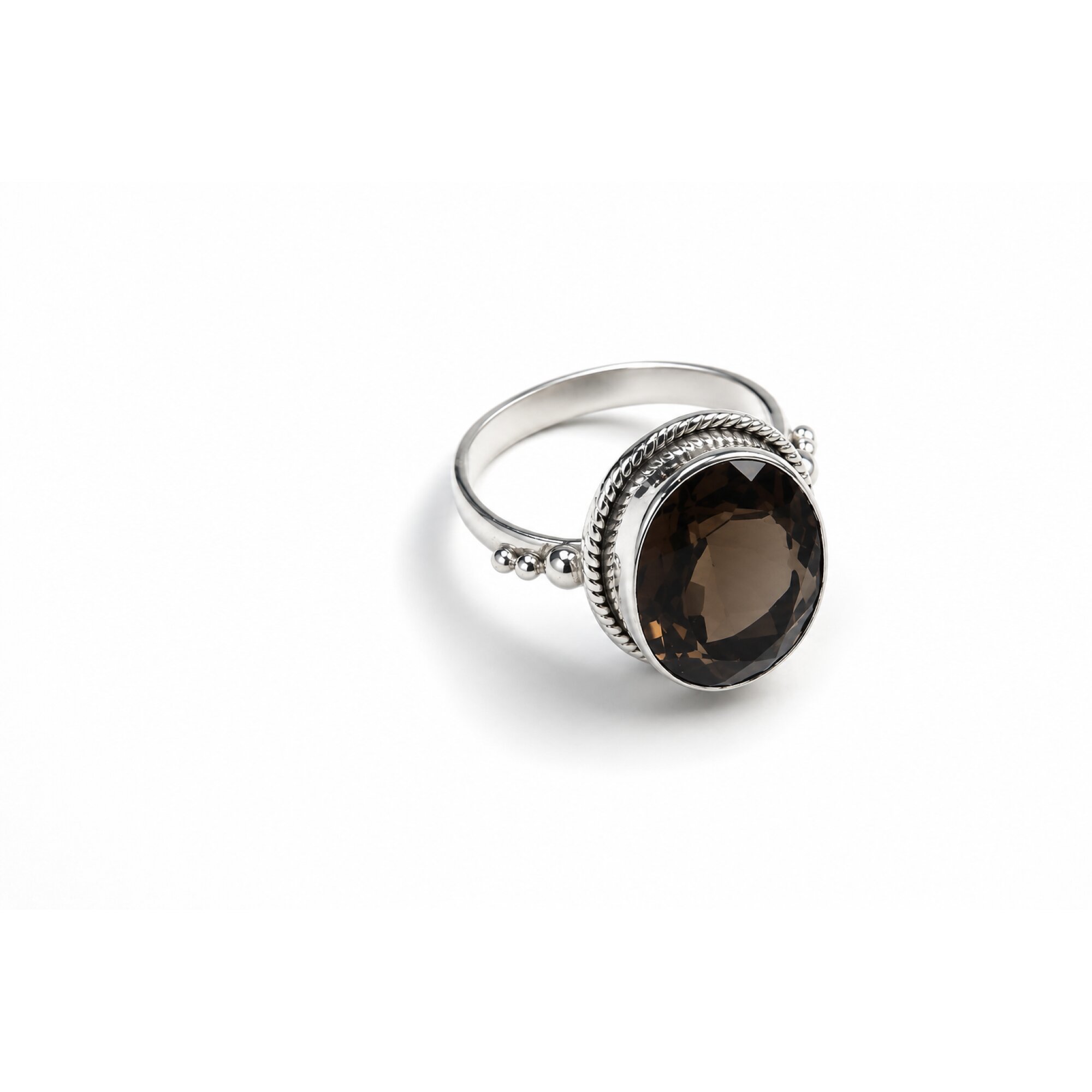 Clear brown Natural Smoky Quartz oval 925 Sterling Silver Ring Size 8.25 – photo 6
