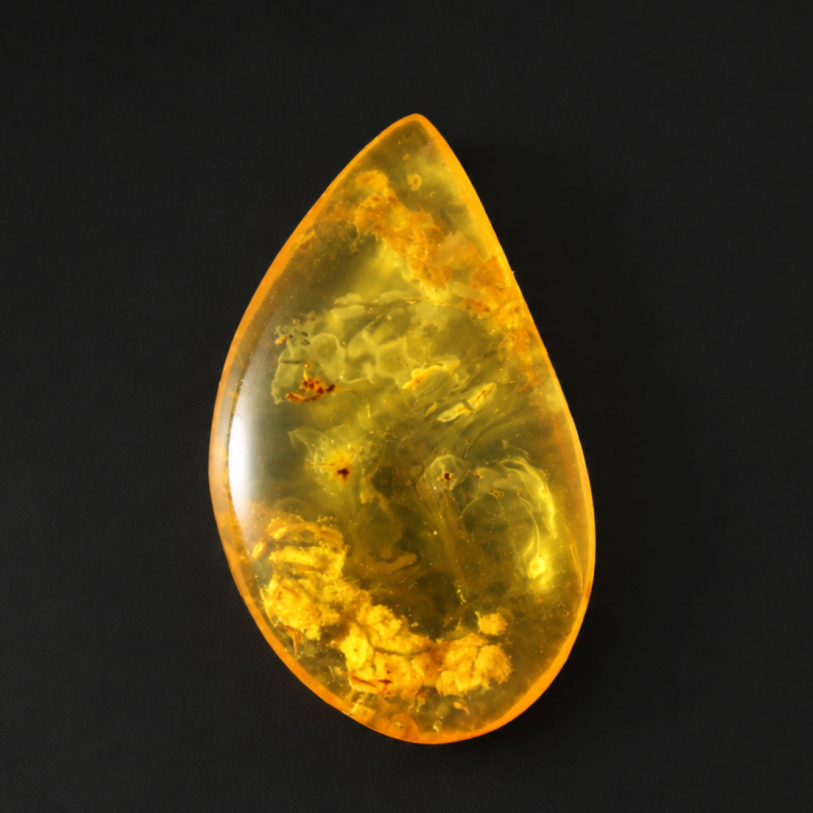 Clear yellow orange Natural Dominican Amber teardrop Polished Stone 28 mm