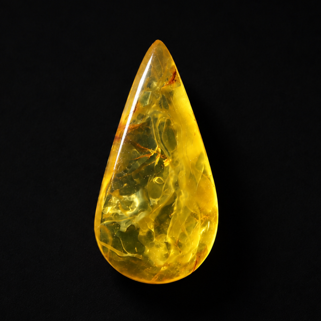 Clear yellow orange Natural Dominican Amber teardrop Polished Stone 27 mm