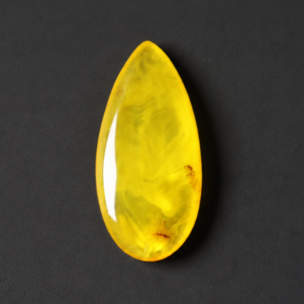 Clear eggyolk yellow Natural Dominican Amber teardrop Polished Stone 27 mm