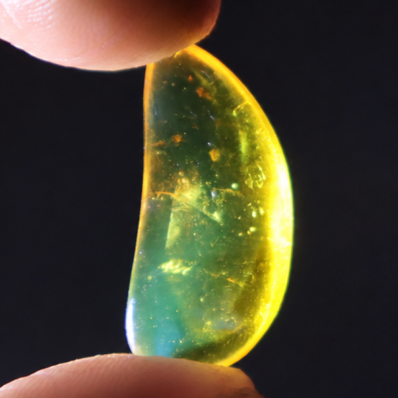 Clear green blue Natural Dominican Amber teardrop Polished Stone 28 mm