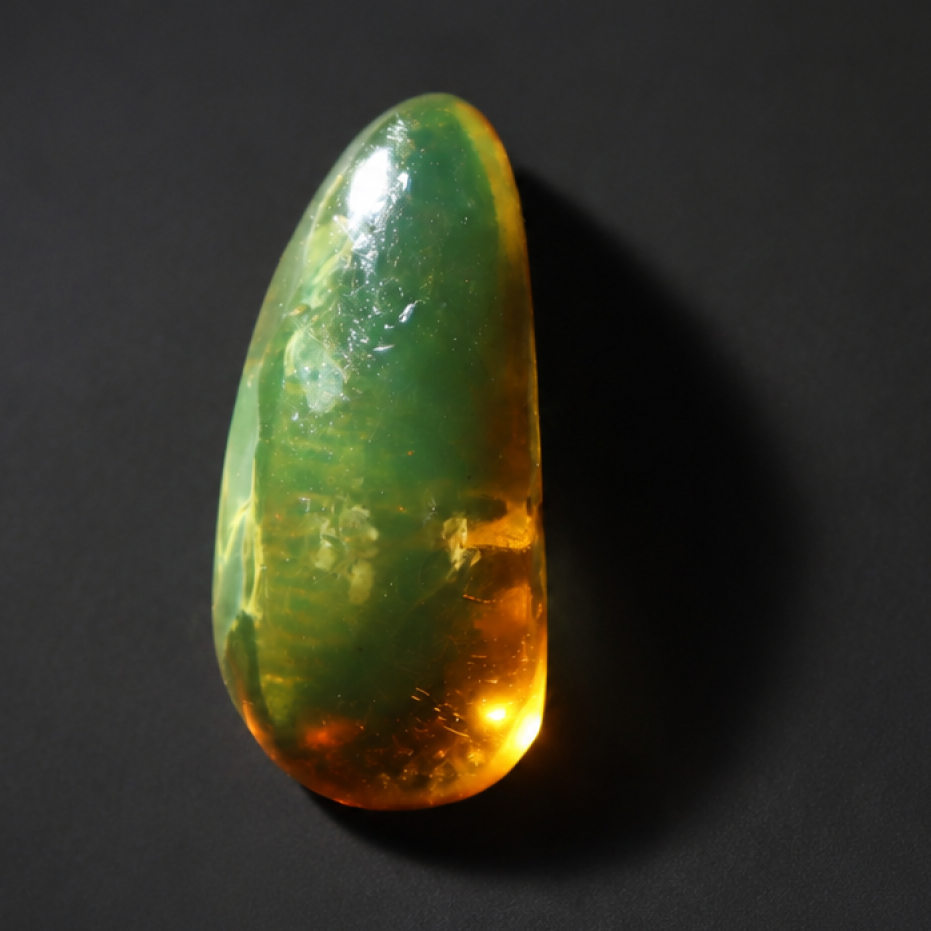 Clear olive green Natural Dominican Amber teardrop Polished Stone 16 mm