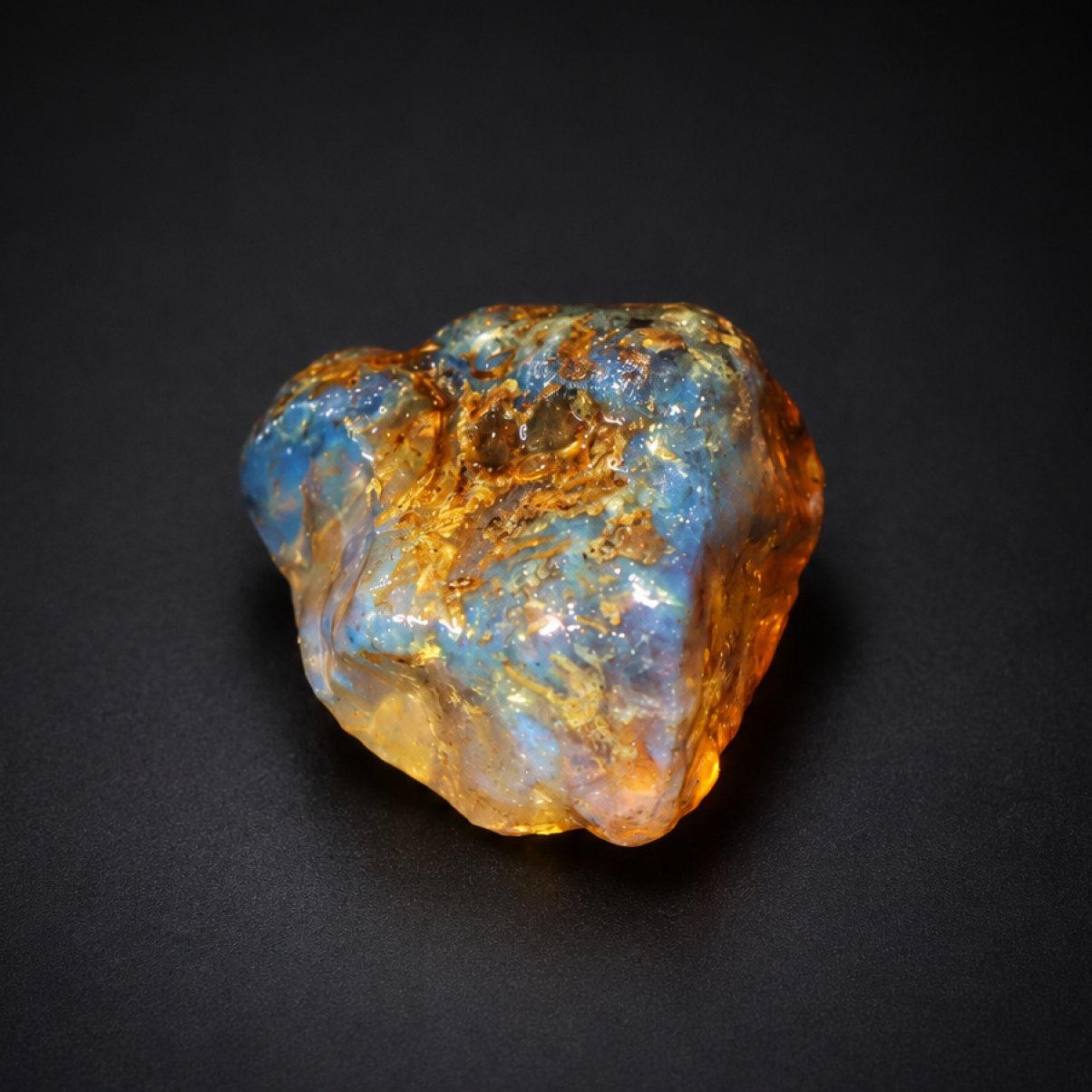 Clear blue yellow Natural Dominican Amber raw 925 Sterling Rough Specimen 30 mm