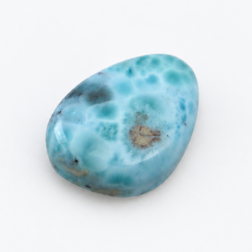 light blue Natural Dominican Larimar pear Polished Stone 29 mm