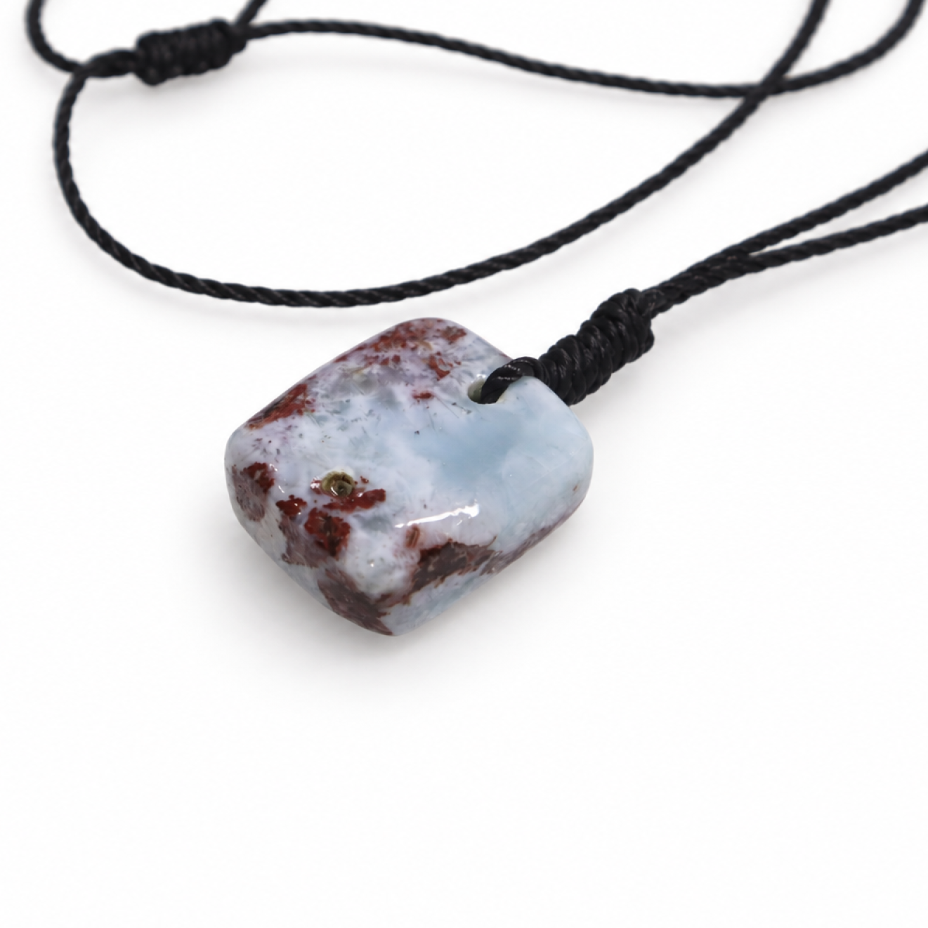 Genuine Handcrafted Red Blue Larimar Square No Metal Necklace 23mm