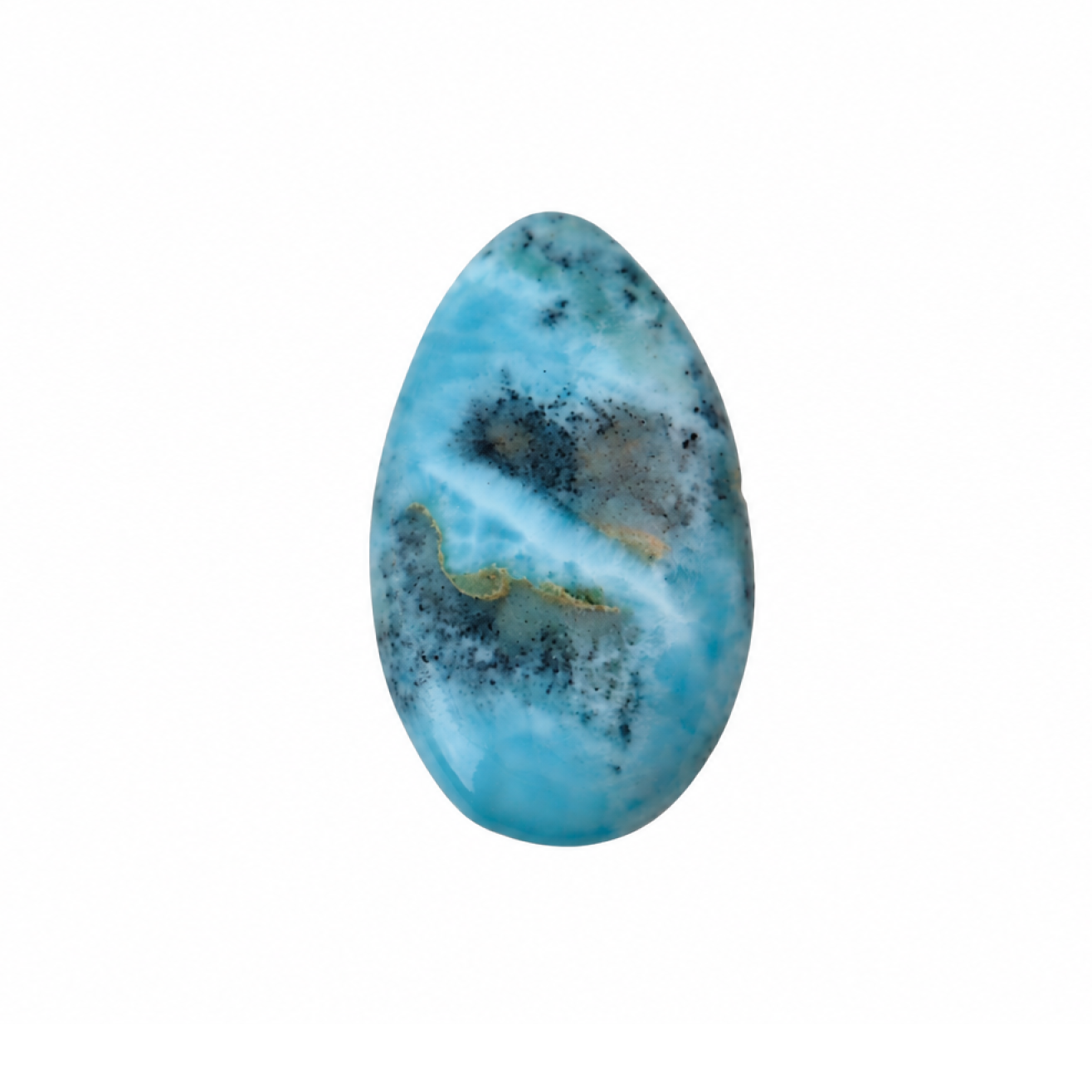 Handcrafted - Polished: Natural Dominican Larimar Cabochon 33mm