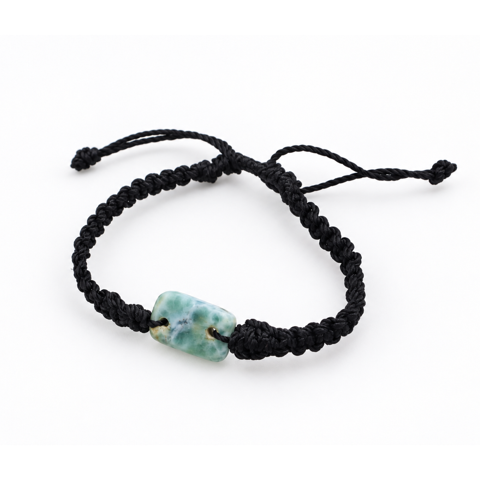 Artisan crafted - sea - blue - Dominican Larimar - macrame - bracelet - 18mm