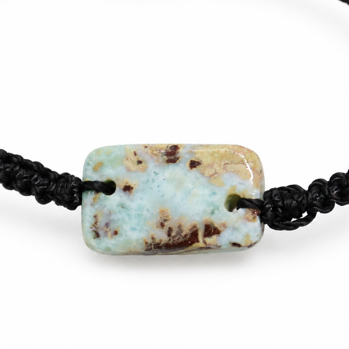Handmade light blue Dominican Larimar macrame bracelet 24mm