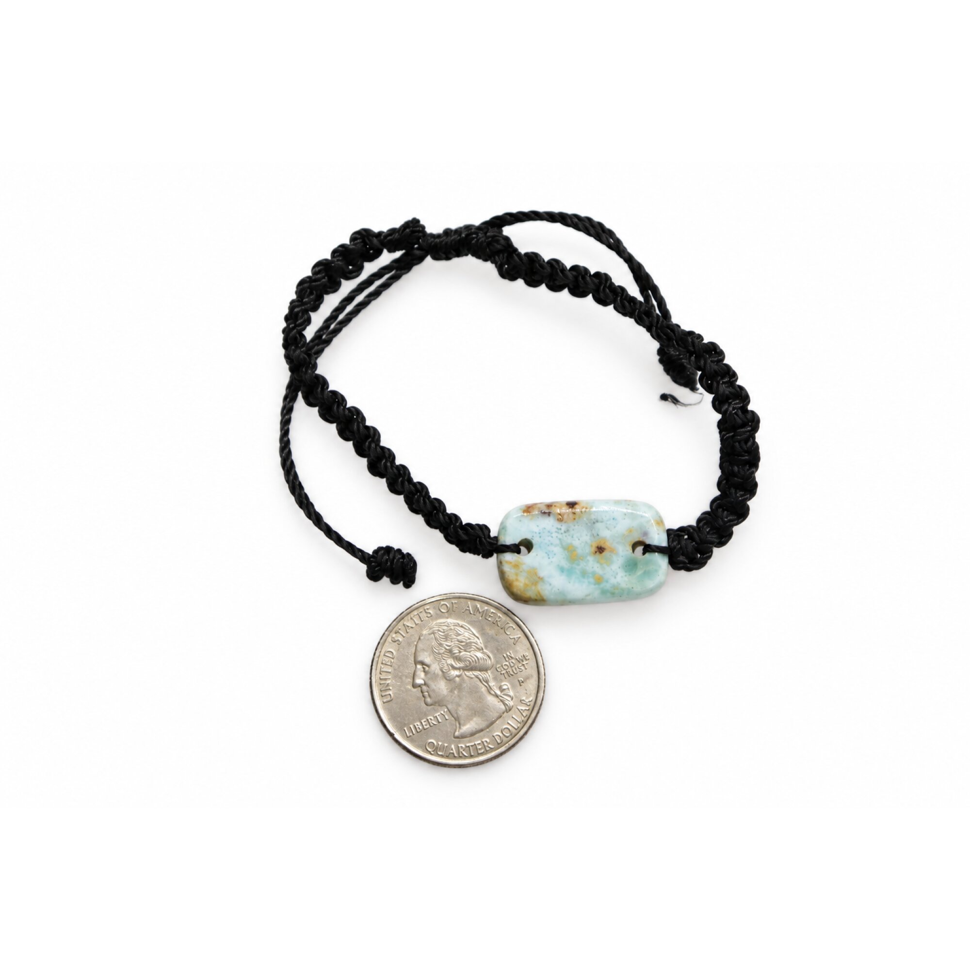 Artisan crafted light blue Dominican Larimar macrame bracelet 24mm – photo 2