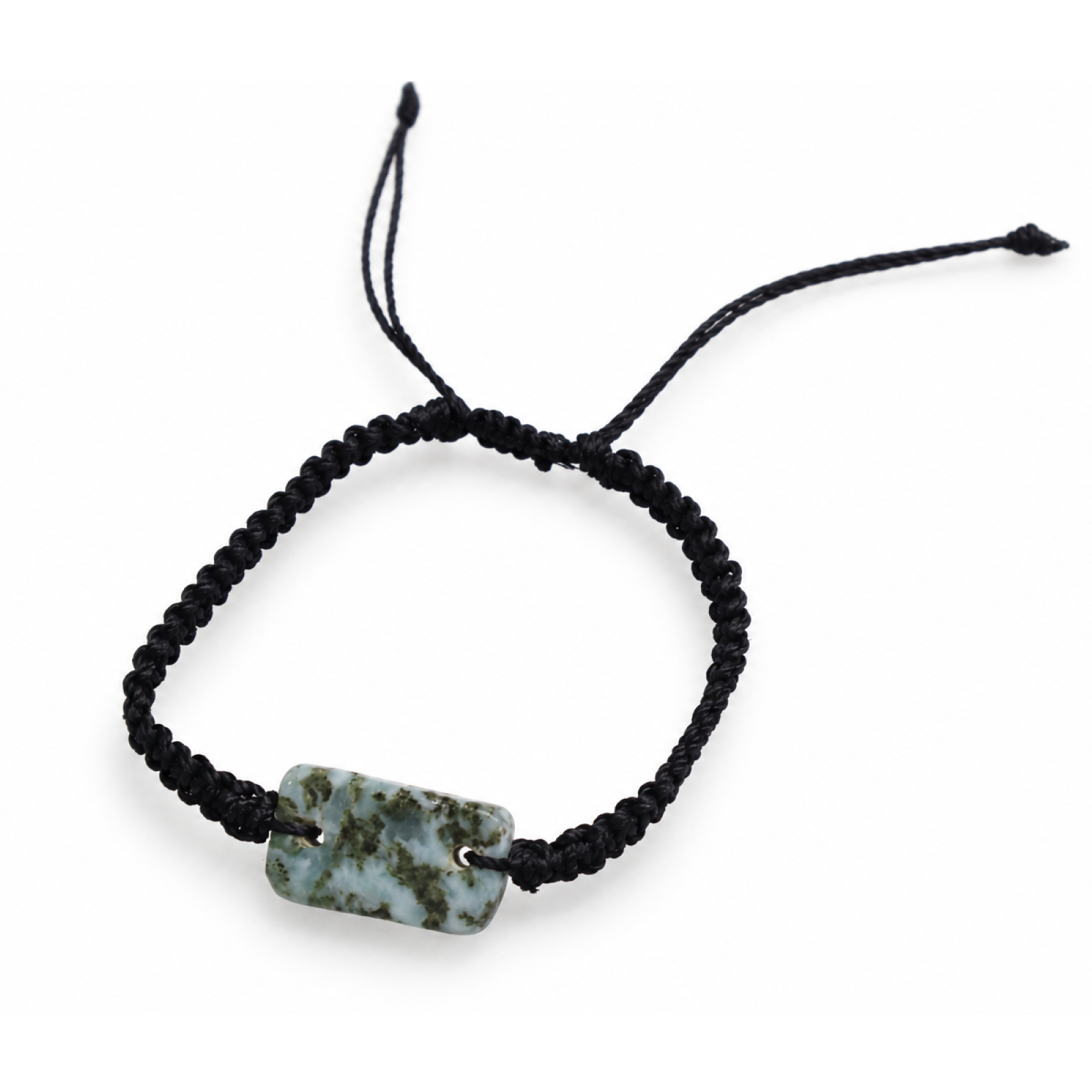 Expertly crafted black blue Dominican Larimar macrame bracelet 22mm