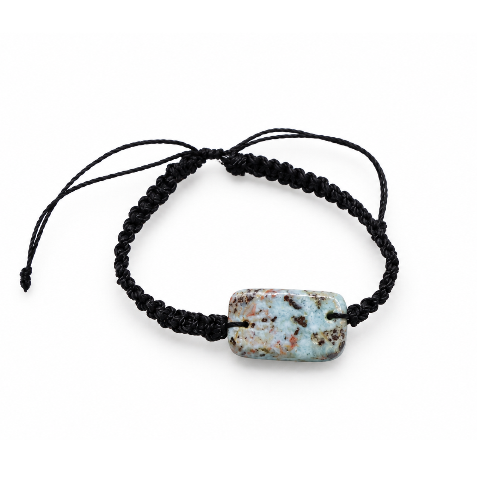 Artisan made red blue Dominican Larimar macrame bracelet 29mm
