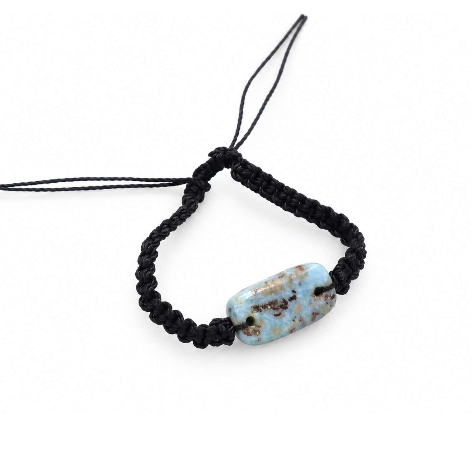Artisan made red blue Dominican Larimar macrame bracelet 25mm