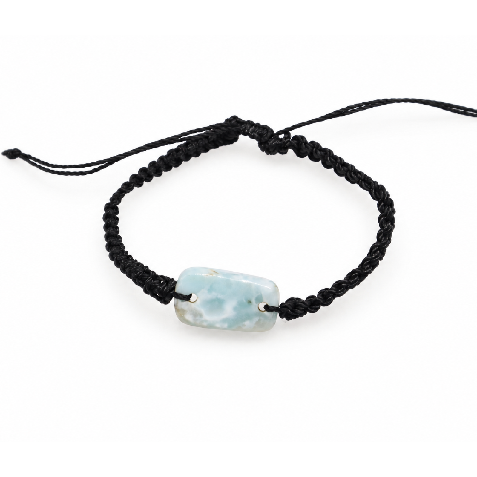 Handmade light blue Dominican Larimar macrame bracelet 23mm