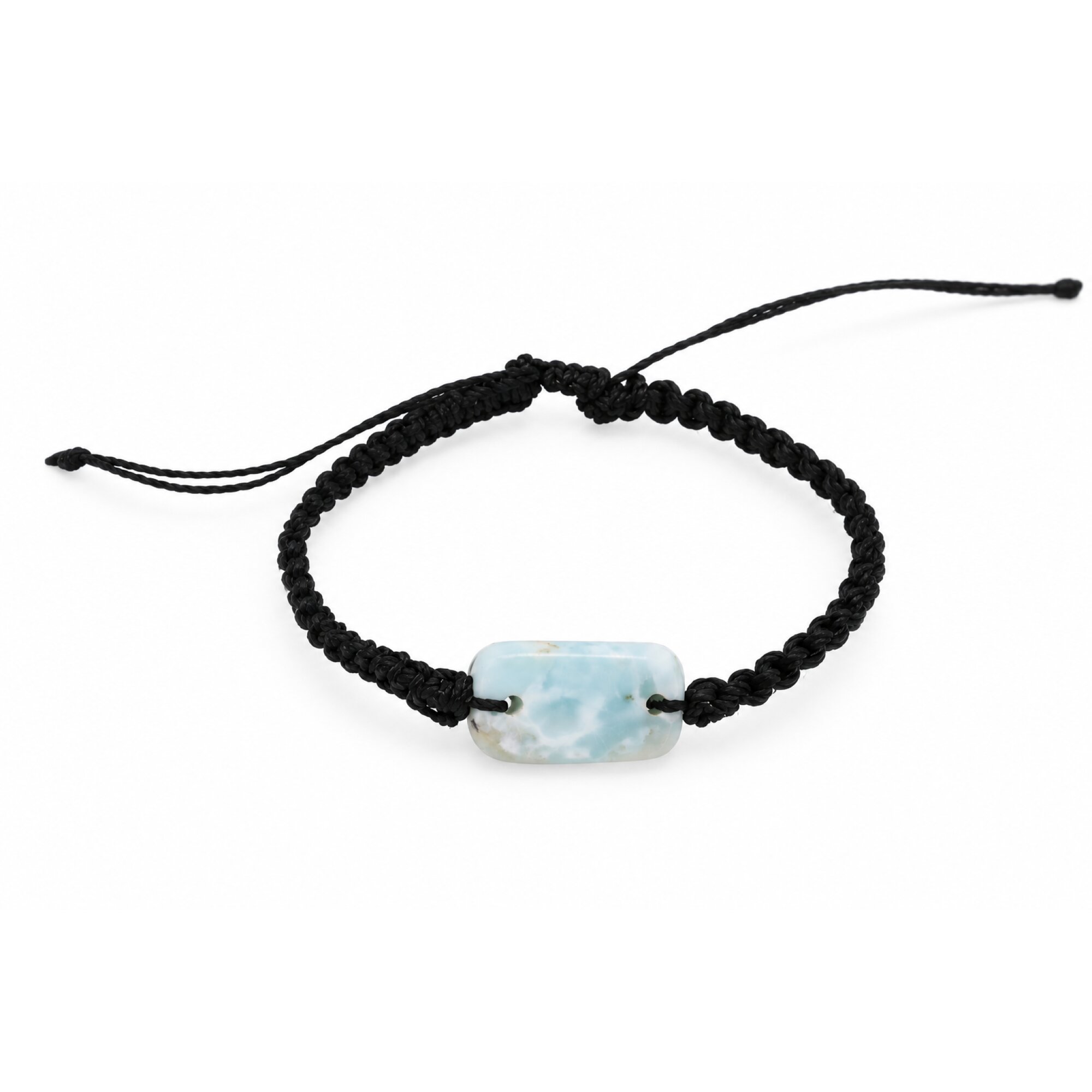 Handmade light blue Dominican Larimar macrame bracelet 23mm – photo 3