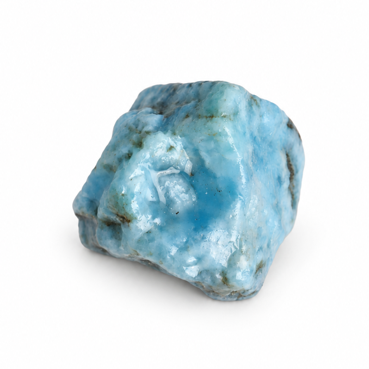 Nature created sky blue rough Dominican Larimar 35mm