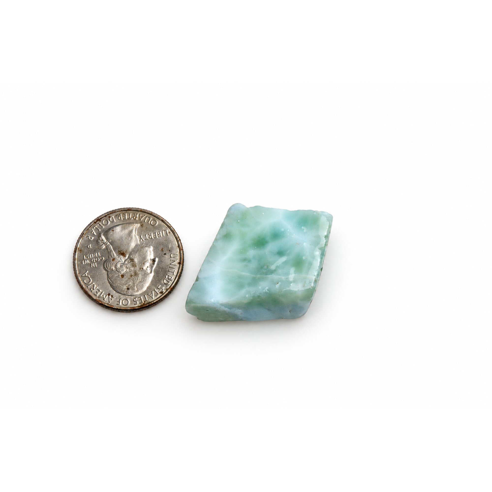 Naturally beautiful sea blue rough Dominican Larimar 37mm – photo 3