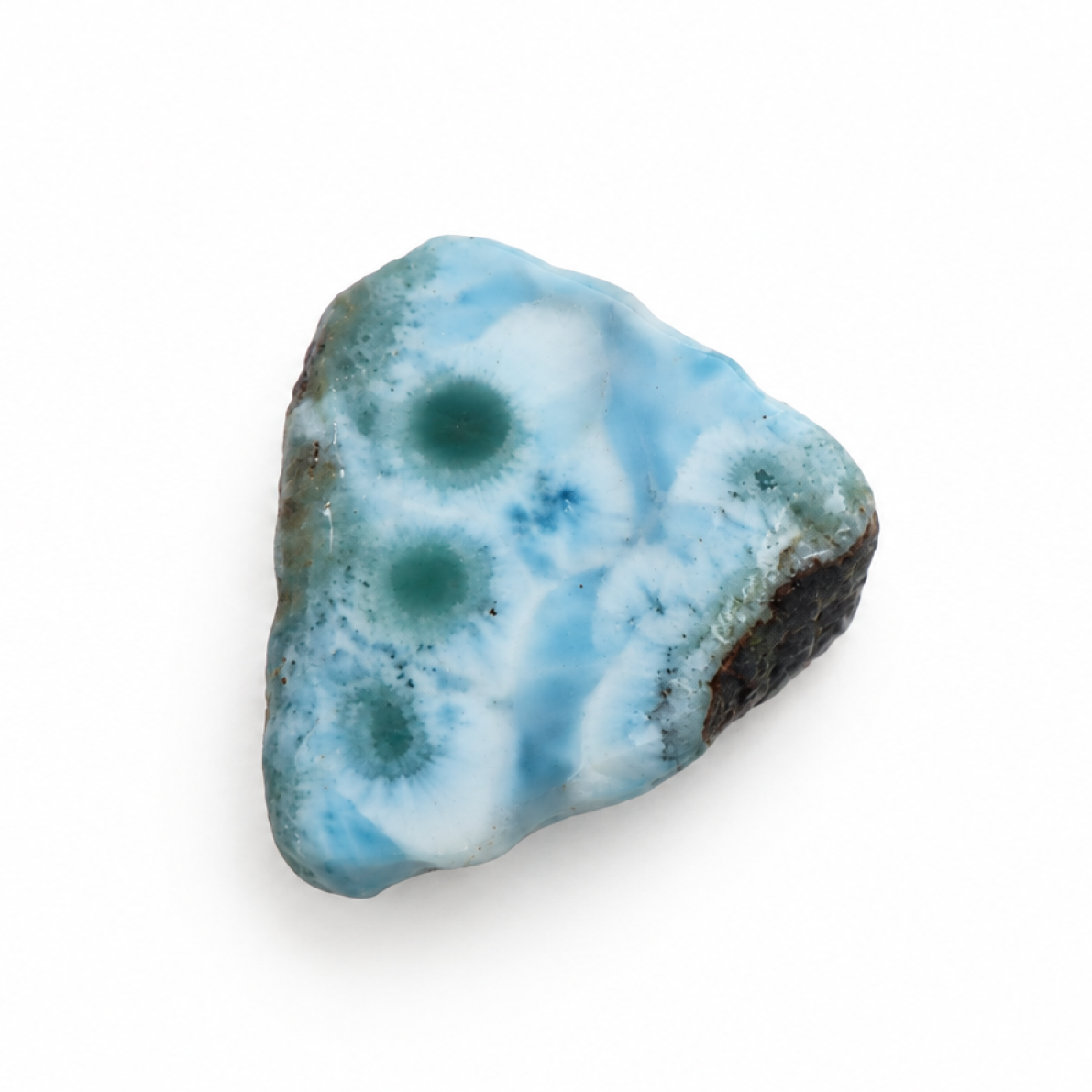 Organic beauty ocean blue rough Dominican Larimar 27mm