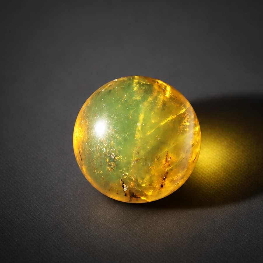 Pure natural orange green Dominican amber bead 19.75mm