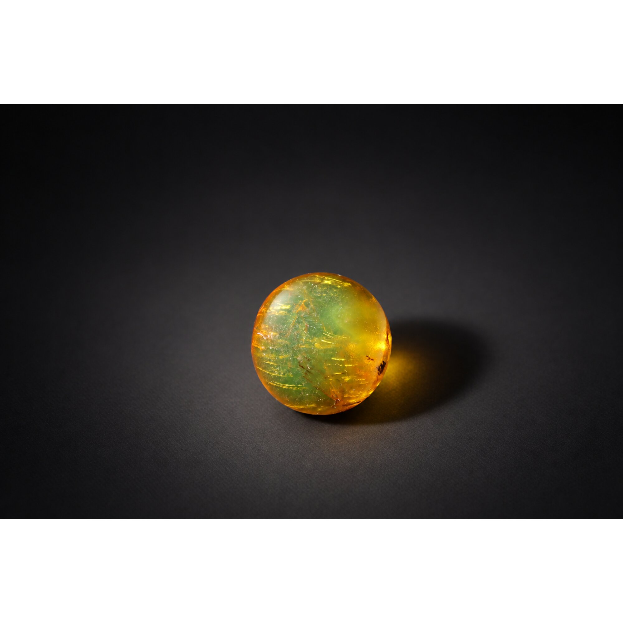 Pure natural orange green Dominican amber bead 19.75mm – photo 3
