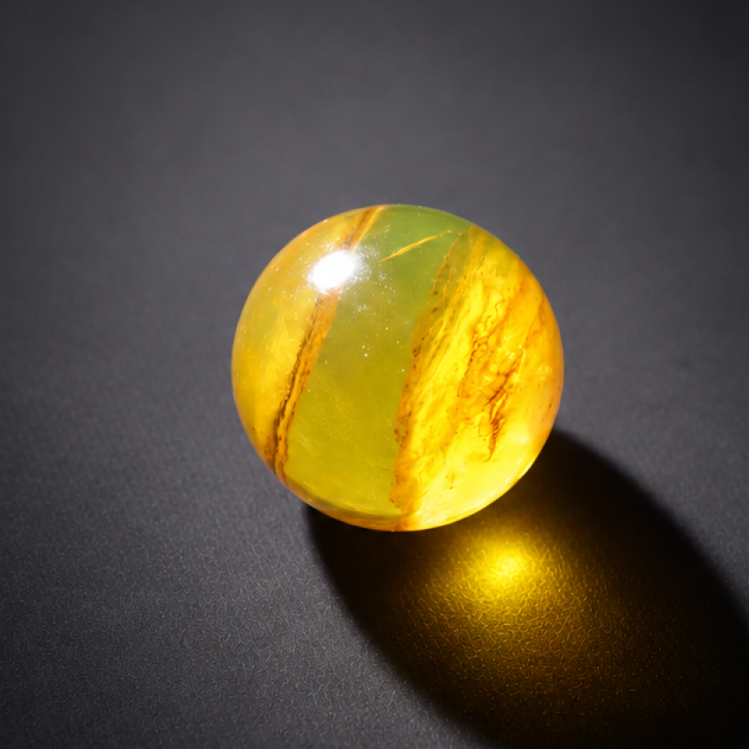 Pure natural orange green Dominican amber sphere/ball 20.5mm