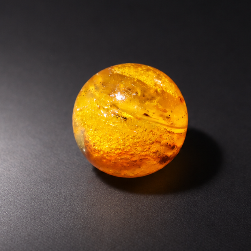Natural orange yellow Dominican amber sphere/ball 21.8mm