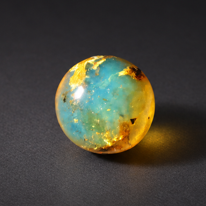 Natural orange blue Dominican amber sphere/ball 19.3mm