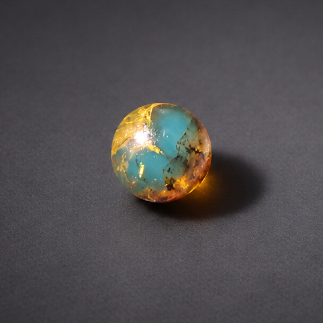 Natural sky blue Dominican amber sphere/ball 11mm