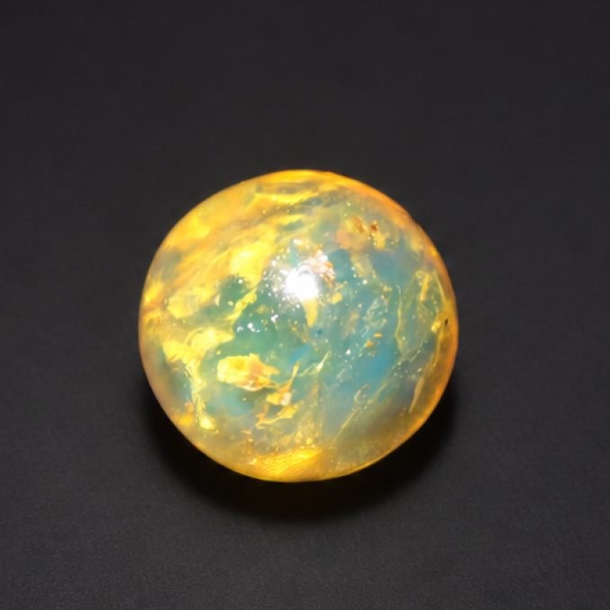 Untreated yellow blue Dominican amber sphere/ball 17.5mm