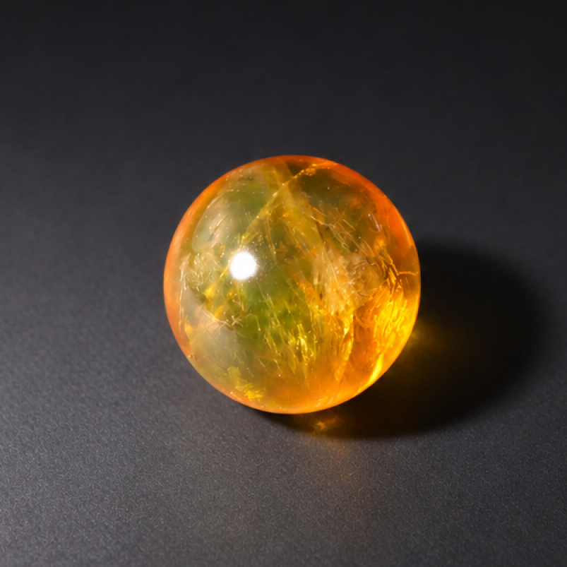 Natural orange yellow Dominican amber sphere/ball 18.6mm