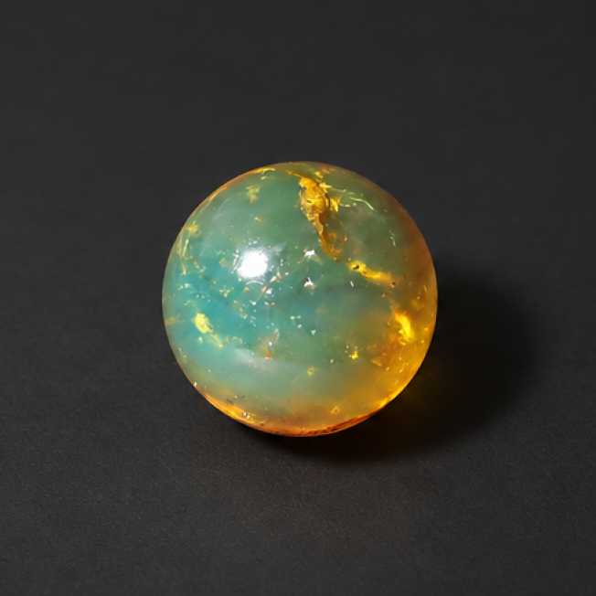 Earth mined yellow blue Dominican amber sphere/ball 17.6mm