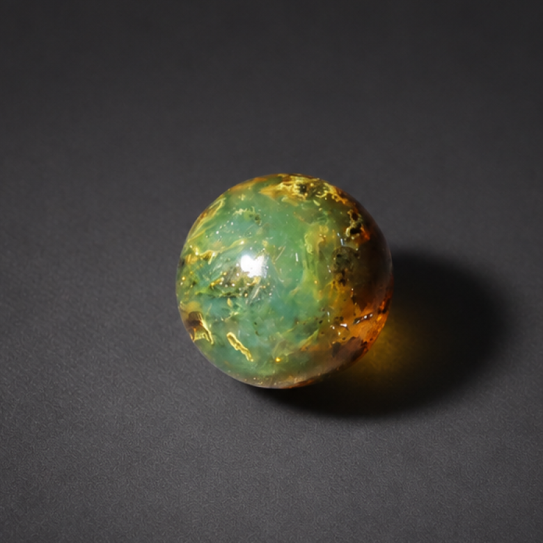 Earth mined deep green Dominican amber sphere/ball 16.7mm